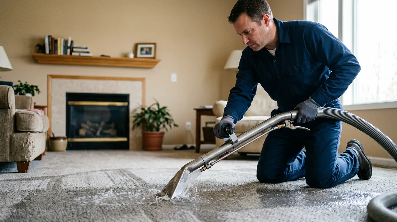 Water damage restoration technician working near Hunnewell, MO